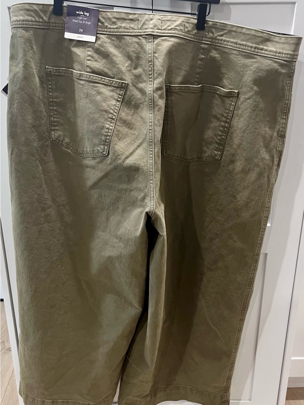 Women’s 24 Plus Size High Waist Wide Leg Olive Green Cropped Pants Ava & Viv - Picture 6 of 7